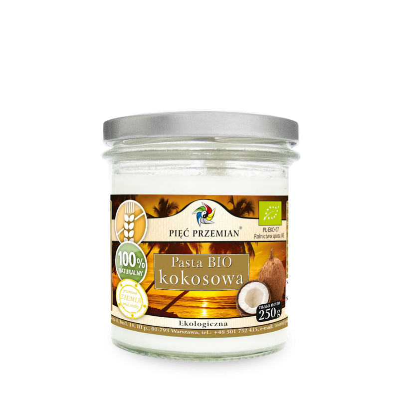 PASTA KOKOSOWA BEZGLUTENOWA BIO 250 g - PIĘĆ PRZEMIAN